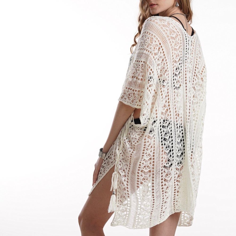 💕 Hollow Out Crochet coverup White - Picture 5 of 8